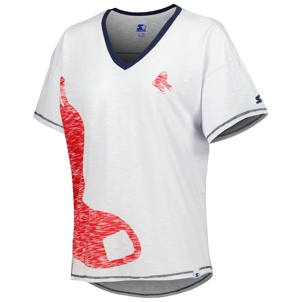 Women's Starter White Boston Red Sox Perfect Game V-Neck T-Shirt