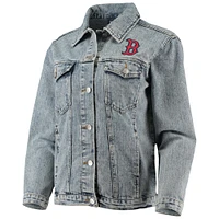Women's The Wild Collective Boston Red Sox Team Patch Denim Button-Up Jacket