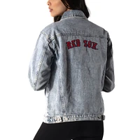 Women's The Wild Collective Boston Red Sox Team Patch Denim Button-Up Jacket