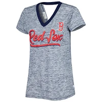 Women's Touch Navy Boston Red Sox Halftime Back Wrap Top V-Neck T-Shirt