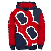 Veste à capuche entièrement zippée pour jeunes Fanatics bleu marine/rouge Boston Red Sox Postcard