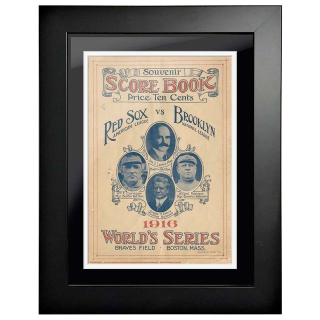 Boston Red Sox vs Los Angeles Dodgers 1916 World Series Score Book - Couverture de programme encadrée 12'' x 16''