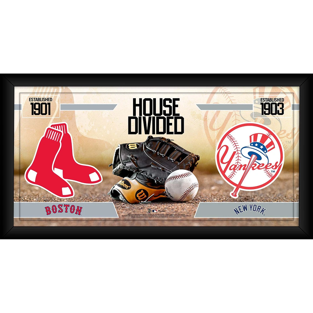 Boston Red Sox vs. New York Yankees Framed 10" x 20" House Divided Baseball Collage