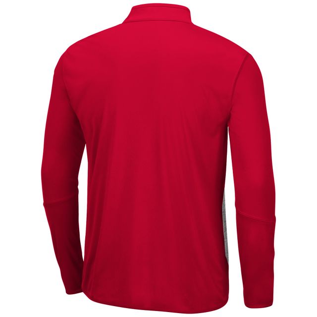 Veste Colosseum Heather Grey/Scarlet Boston University Prospect Quarter-Zip pour hommes
