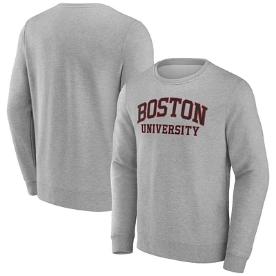 Men's Fanatics  Gray Boston University Arched Wordmark Pullover Sweatshirt