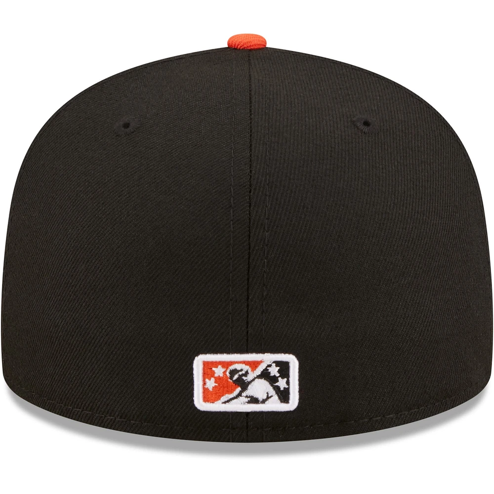 Men's New Era Black Bowie Baysox Authentic Collection 59FIFTY Fitted Hat