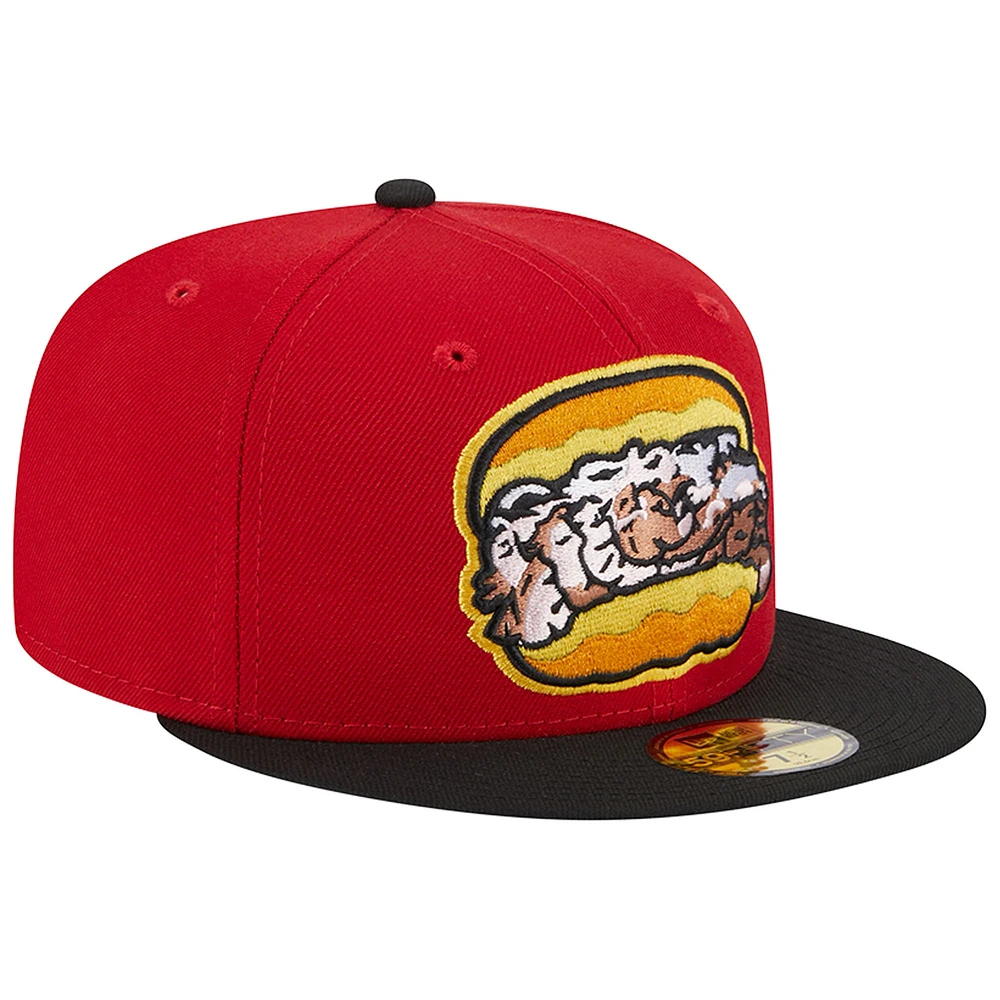 Men's New Era Red Bowie Baysox Theme Nights Pit Beef  59FIFTY Fitted Hat
