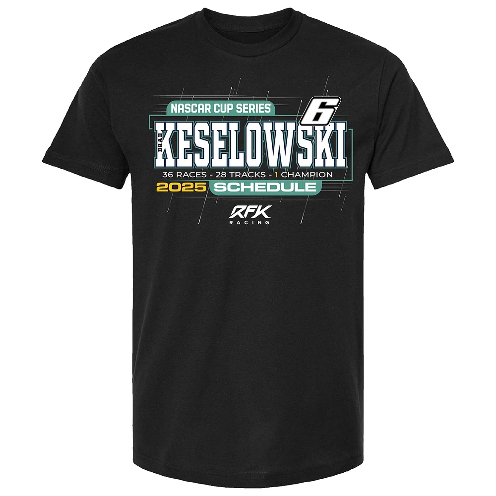 Men's Checkered Flag Sports Black Brad Keselowski 2025 NASCAR Cup Series Schedule T-Shirt