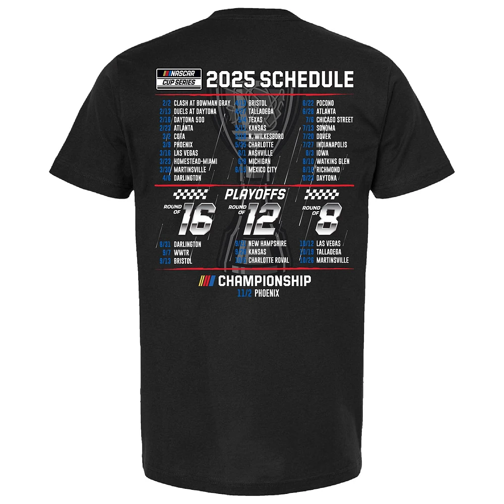 Men's Checkered Flag Sports Black Brad Keselowski 2025 NASCAR Cup Series Schedule T-Shirt