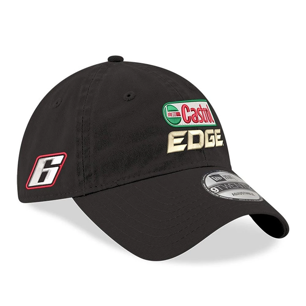 Men's New Era Black Brad Keselowski Castrol Edge Enzyme Washed 9TWENTY Adjustable Hat