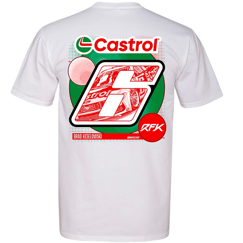Men's RFK Racing White Brad Keselowski Castrol Car T-Shirt