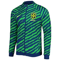 Men's Nike Blue/Green Brazil National Team 2022 Academy Pro Anthem Performance Raglan Full-Zip Jacket