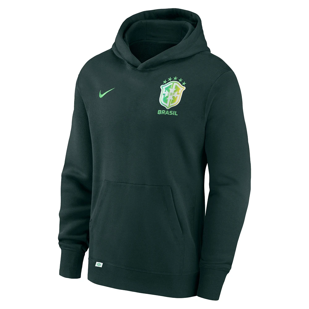 Youth Nike Green Brazil National Team Club Fleece Pullover Hoodie