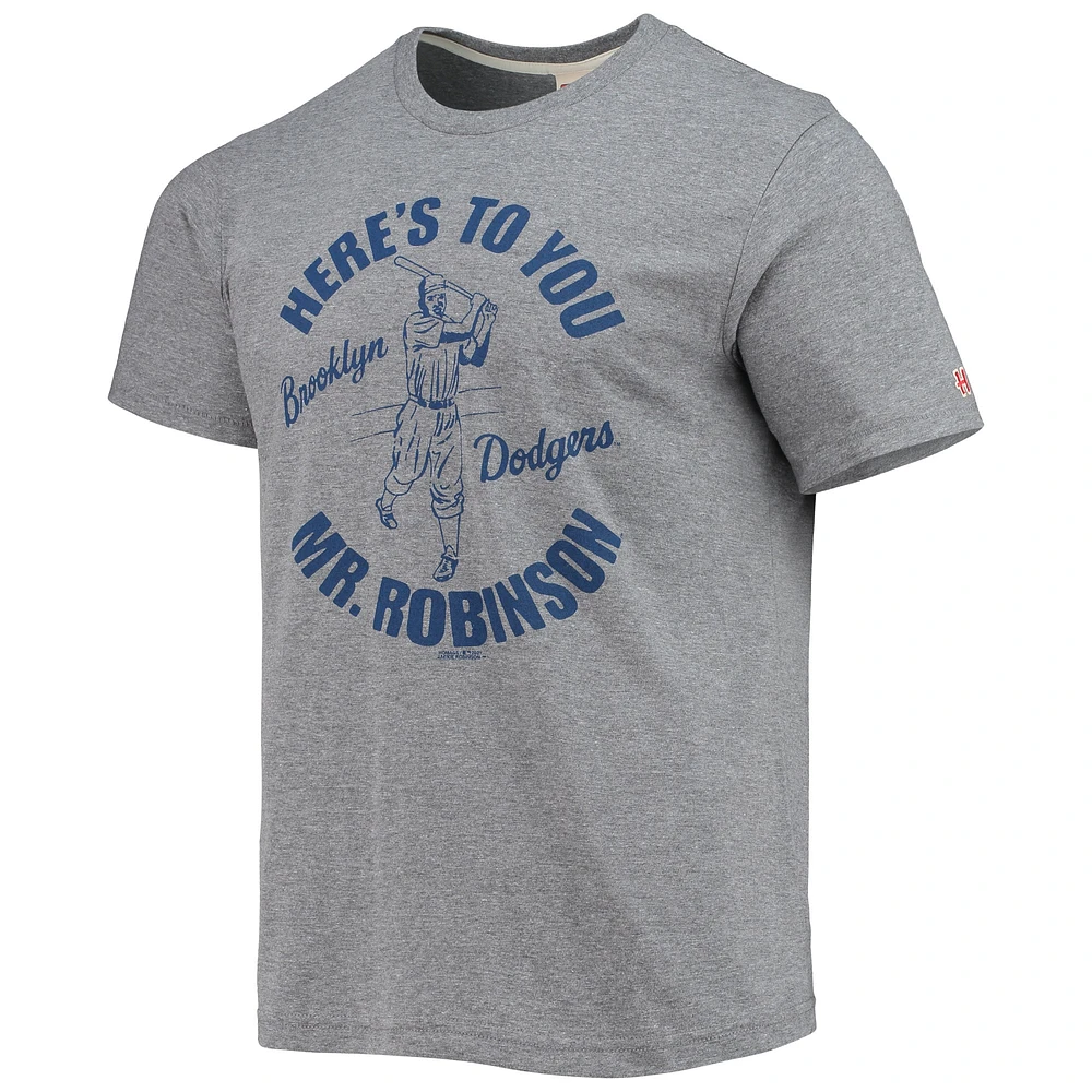 Men's Homage Jackie Robinson Gray/Royal Cooperstown Collection Tri-Blend Icons T-Shirt