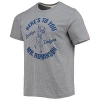 Men's Homage Jackie Robinson Gray/Royal Cooperstown Collection Tri-Blend Icons T-Shirt