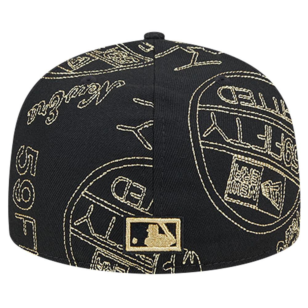 Men's New Era Black Brooklyn Dodgers 59FIFTY Day Allover Fitted Hat