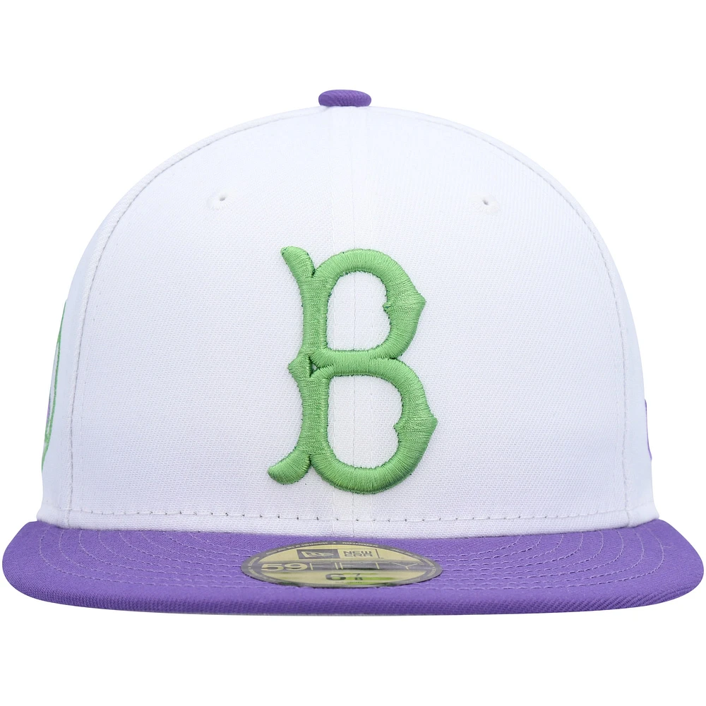 Men's New Era White Brooklyn Dodgers  Side Patch 59FIFTY Fitted Hat