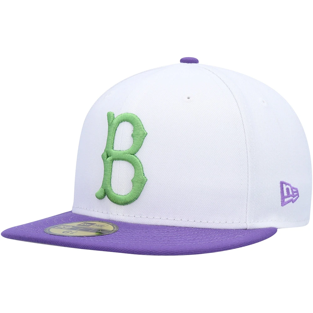 Men's New Era White Brooklyn Dodgers  Side Patch 59FIFTY Fitted Hat