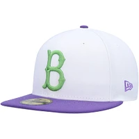 Men's New Era White Brooklyn Dodgers  Side Patch 59FIFTY Fitted Hat
