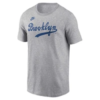 Men's Nike Jackie Robinson Heather Gray Brooklyn Dodgers Cooperstown Collection Fuse Name & Number T-Shirt