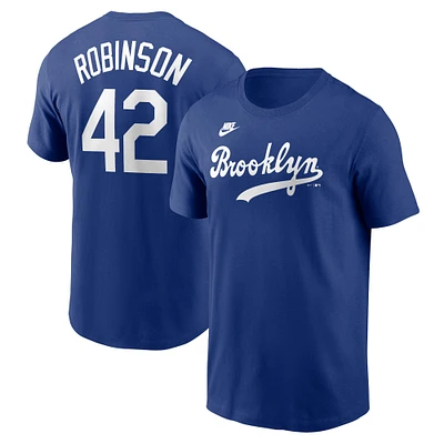 T-shirt Nike Jackie Robinson Royal Brooklyn Dodgers Cooperstown Collection Fuse Name & Number pour homme