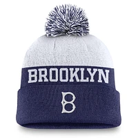 Men's Nike Navy/White Brooklyn Dodgers Peak Rewind Cuffed Knit Hat with Pom