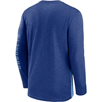T-shirt à manches longues Nike Royal/Bleu clair Los Angeles Dodgers Cooperstown Collection Rewind Splitter Slub