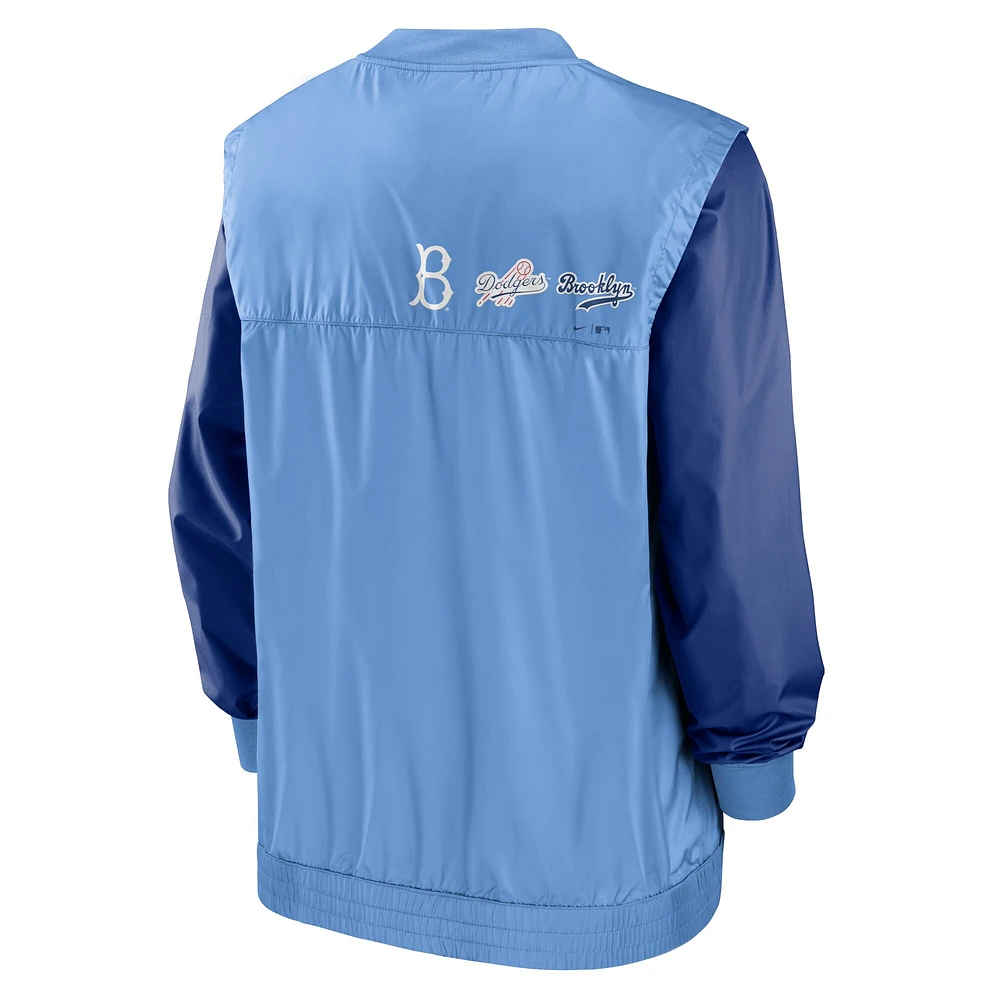 Nike Los Angeles Dodgers Rewind Warmup V-Neck Pullover - Blanc/Bleu clair pour Homme
