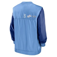 Nike Los Angeles Dodgers Rewind Warmup V-Neck Pullover - Blanc/Bleu clair pour Homme