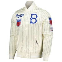 Men's Pro Standard Cream Brooklyn Dodgers Cooperstown Collection Pinstripe Retro Classic Satin Full-Snap Jacket