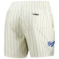 Men's Pro Standard Cream Brooklyn Dodgers Cooperstown Collection Pinstripe Retro Classic Woven Shorts