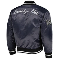 Men's AUTHMADE Charcoal Brooklyn Nets 10th Anniversary Satin Full-Snap Baseball Jacket