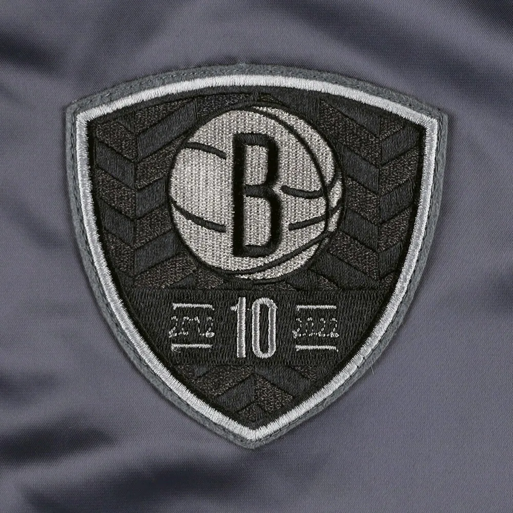 Men's AUTHMADE Charcoal Brooklyn Nets 10th Anniversary Satin Full-Snap Baseball Jacket
