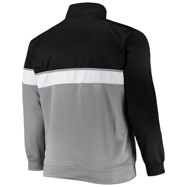 Veste de survêtement zippée sur toute la longueur Brooklyn Nets Big & Tall pour homme, noir/gris
