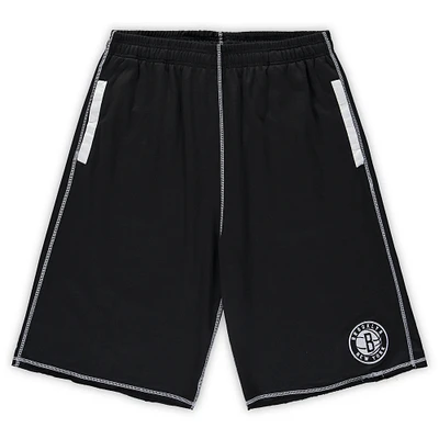 Short en maille à coutures contrastées Brooklyn Nets Big & Tall noir/blanc pour homme