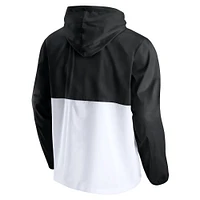 Men's Fanatics Black/White Brooklyn Nets Anorak Block Party Windbreaker Half-Zip Hoodie Jacket