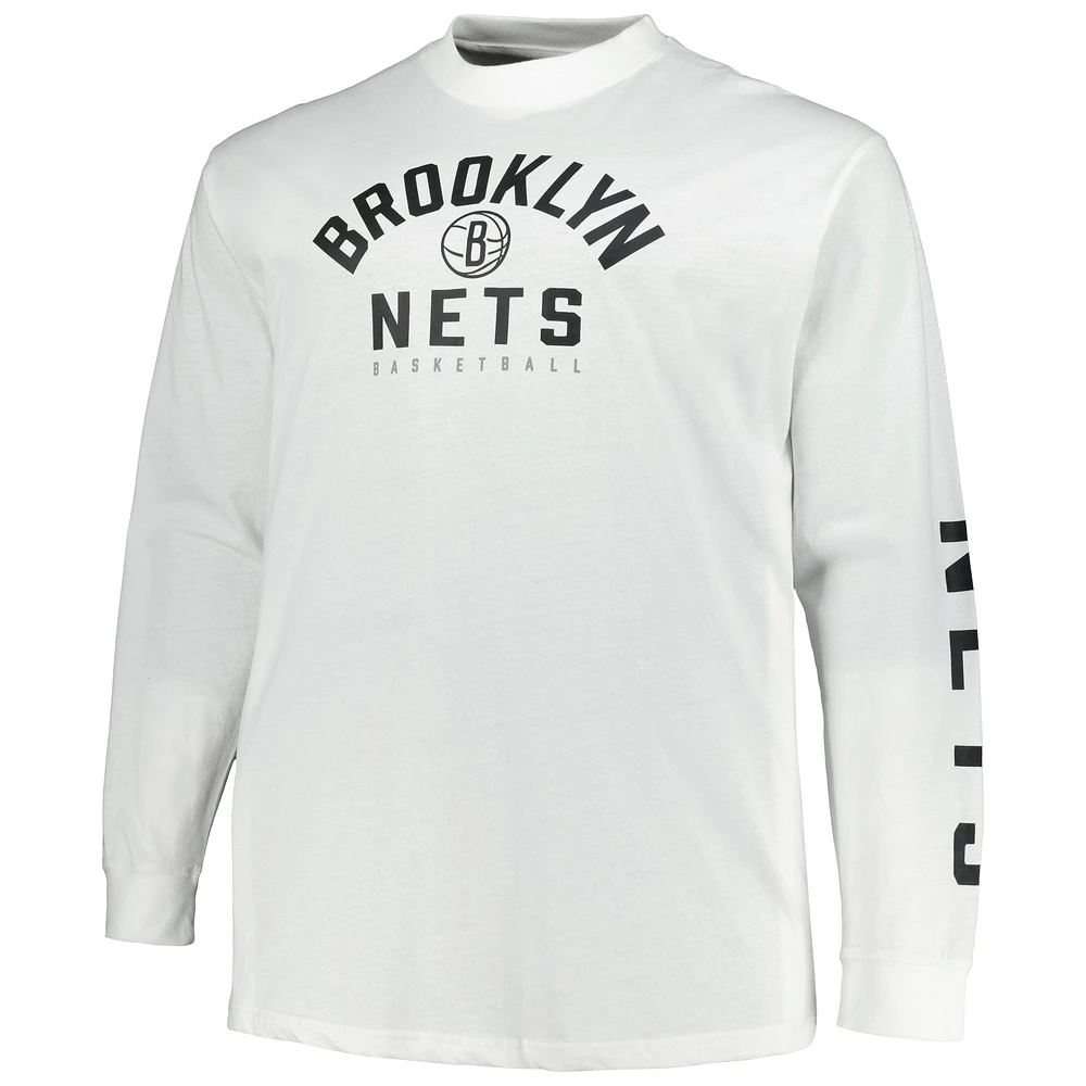 Men's Fanatics Black/White Brooklyn Nets Big & Tall Short Sleeve Long T-Shirt Set