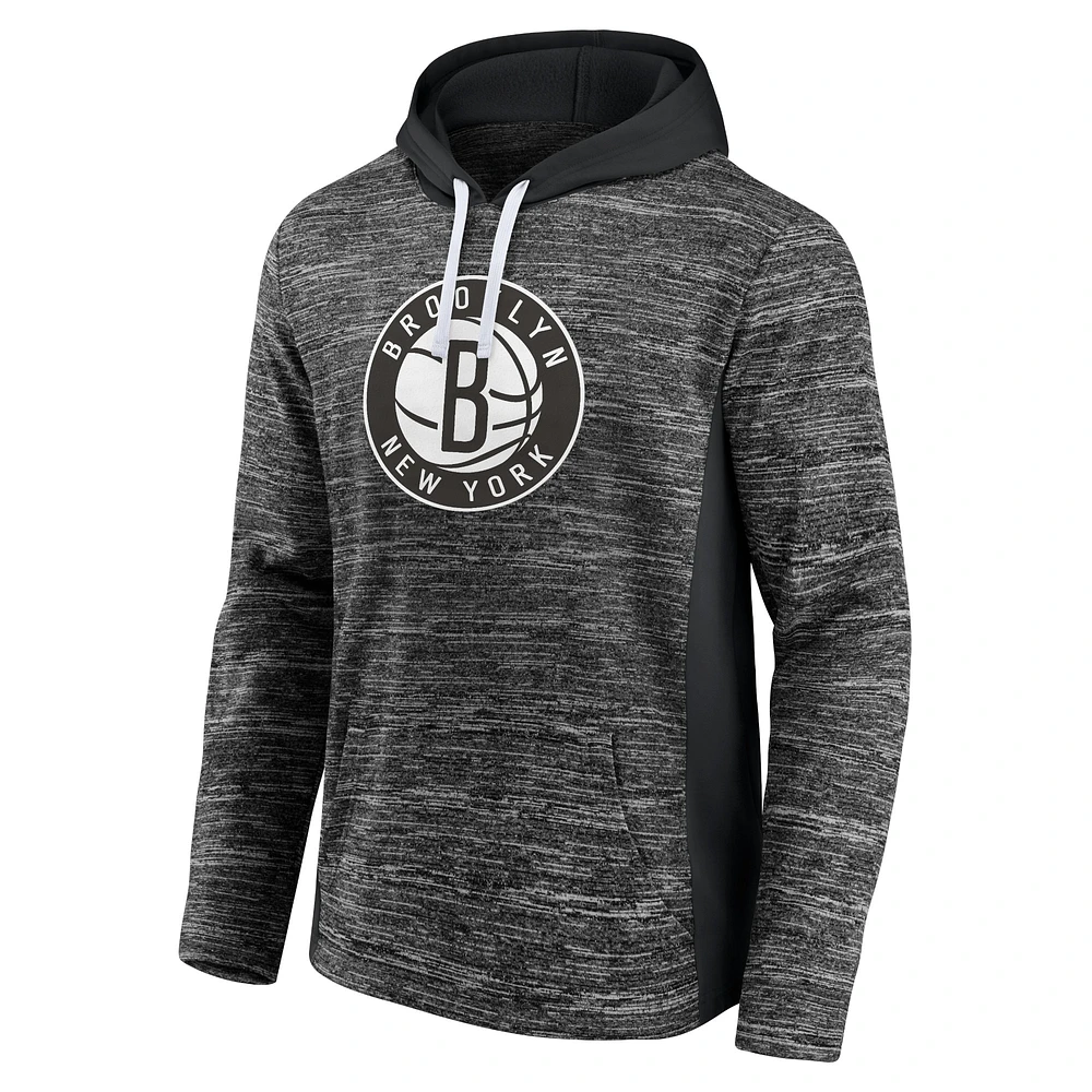 Fanatics Charcoal Brooklyn Nets Instant Replay Colorblock pour hommes - Sweat à capuche