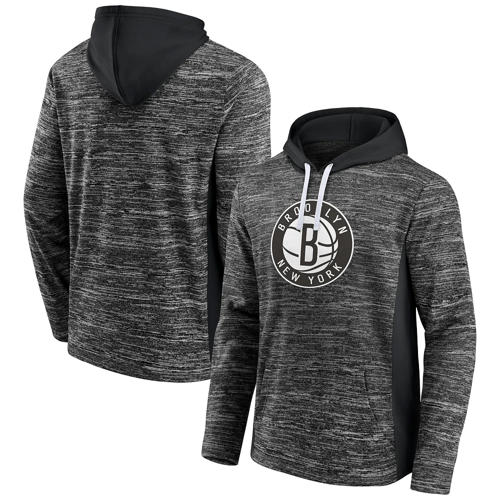 Fanatics Charcoal Brooklyn Nets Instant Replay Colorblock pour hommes - Sweat à capuche