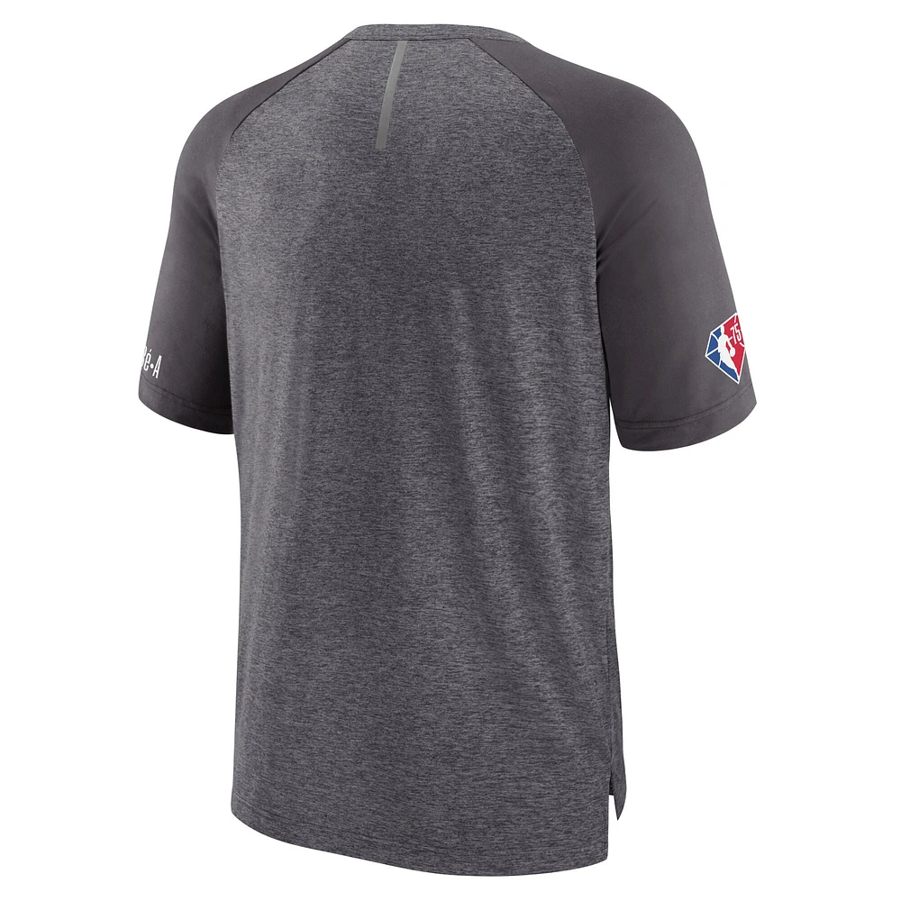 Men's Fanatics Heathered Gray Brooklyn Nets 2022 Noches Ene-Be-A Core Shooting Raglan T-Shirt