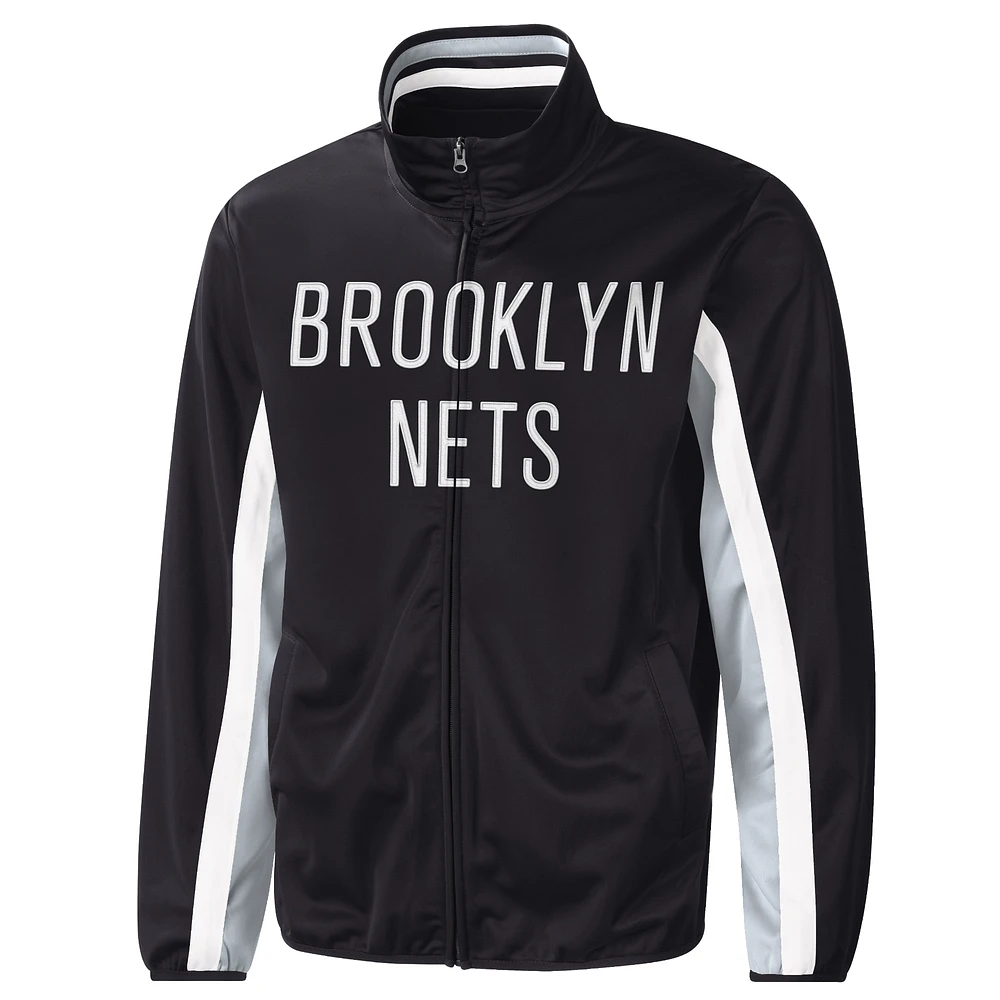 Men's G-III Sports by Carl Banks Black Brooklyn Nets Contender Wordmark Full-Zip Track Jacket