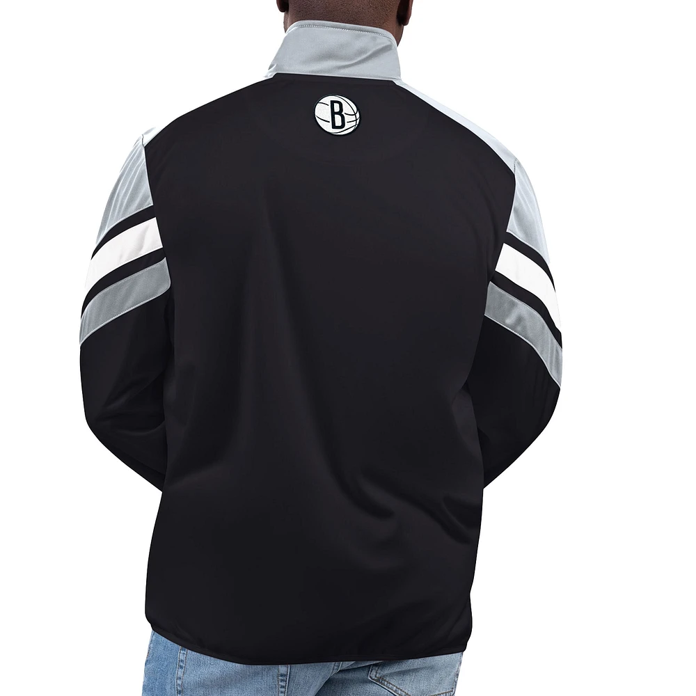 Men's G-III Sports by Carl Banks Black Brooklyn Nets Game Ball Full-Zip Track Jacket