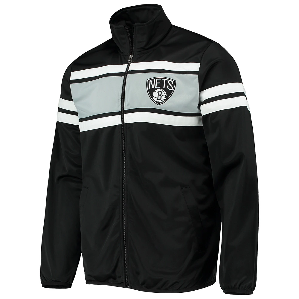 Men's G-III Sports by Carl Banks Black Brooklyn Nets Power Pitcher Full-Zip Track Jacket