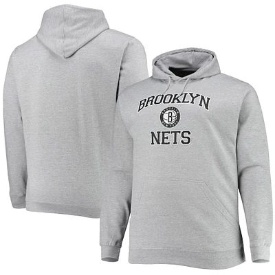Sweat à capuche gris chiné Brooklyn Nets Big & Tall Heart Soul pour homme