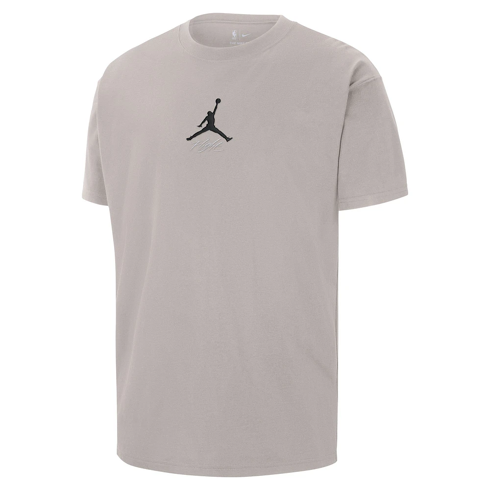 Men's Jordan Brand Stone Brooklyn Nets Statement Edition Jumpman Flight Heavyweight T-Shirt