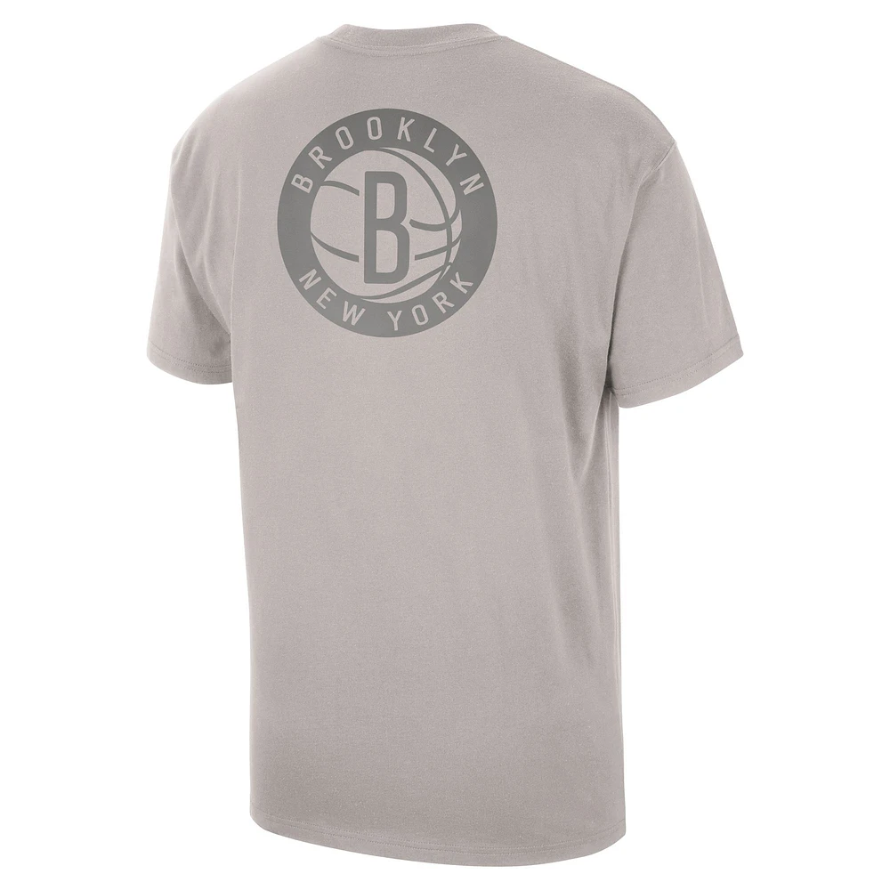 Men's Jordan Brand Stone Brooklyn Nets Statement Edition Jumpman Flight Heavyweight T-Shirt
