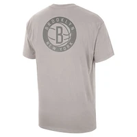 Men's Jordan Brand Stone Brooklyn Nets Statement Edition Jumpman Flight Heavyweight T-Shirt