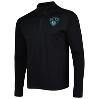 Men's Levelwear Black Brooklyn Nets Nano Engineered Knit Fabric Quarter-Zip Jacket