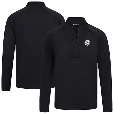 Haut de volley noir Levelwear pour homme, à fermeture éclair quart tour, Brooklyn Nets