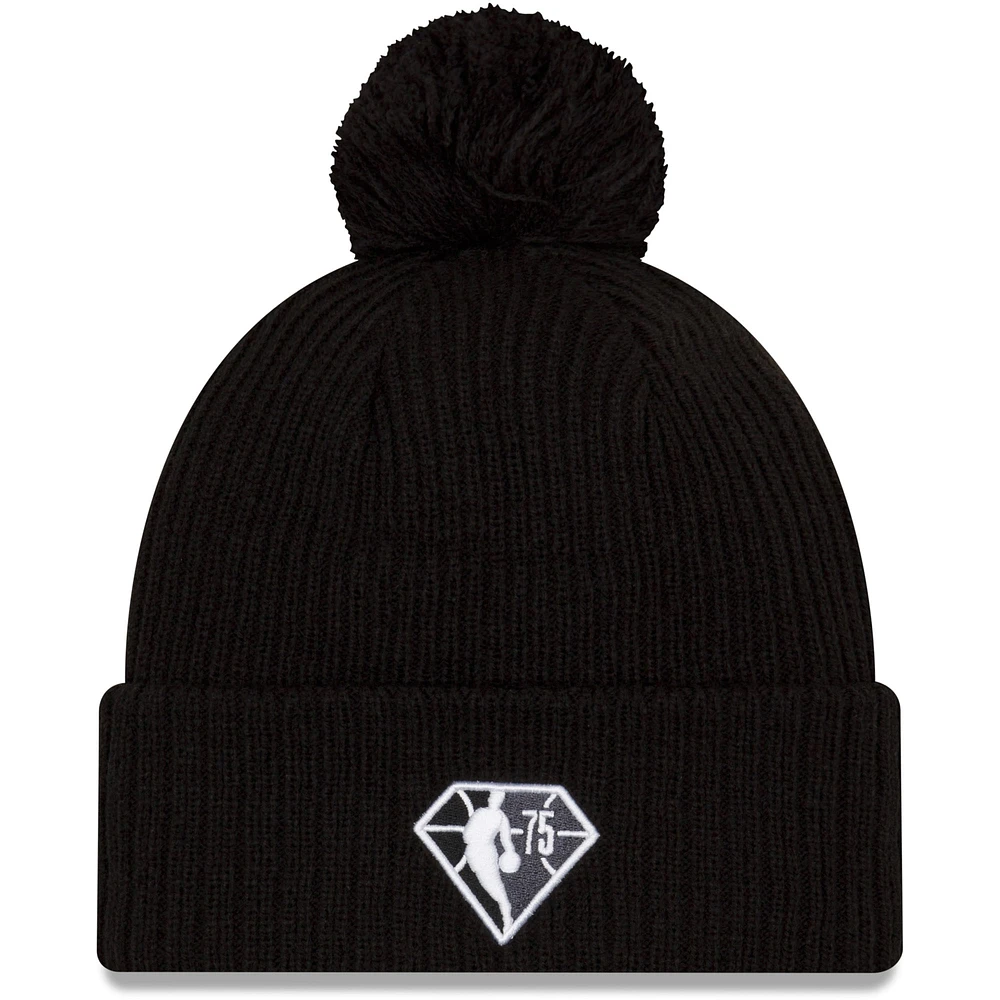 Men's New Era Black Brooklyn Nets 2021 NBA Tip-Off - Team Color Pom Cuffed Knit Hat